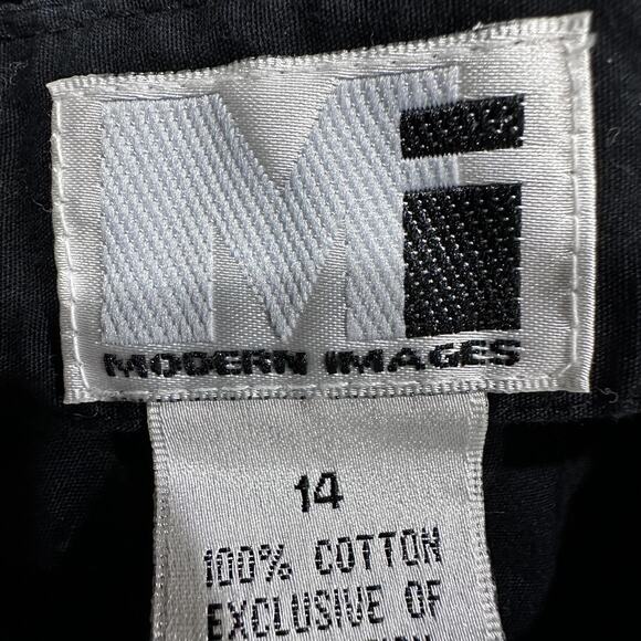 Modern Images Skirt Womens 14 Black Embroidered Floral Boho A-Line Cotton Border - Picture 3 of 5